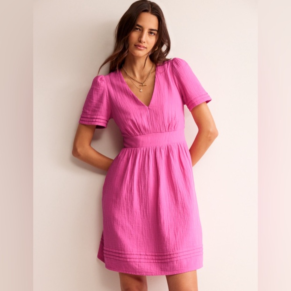 Boden Super Cute Eve Double Cloth Short Dress Sangria Sunset - Size 2